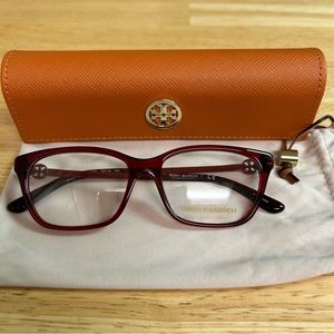 Brand New Tory Burch Eyeglasses RED with Pouch & Case